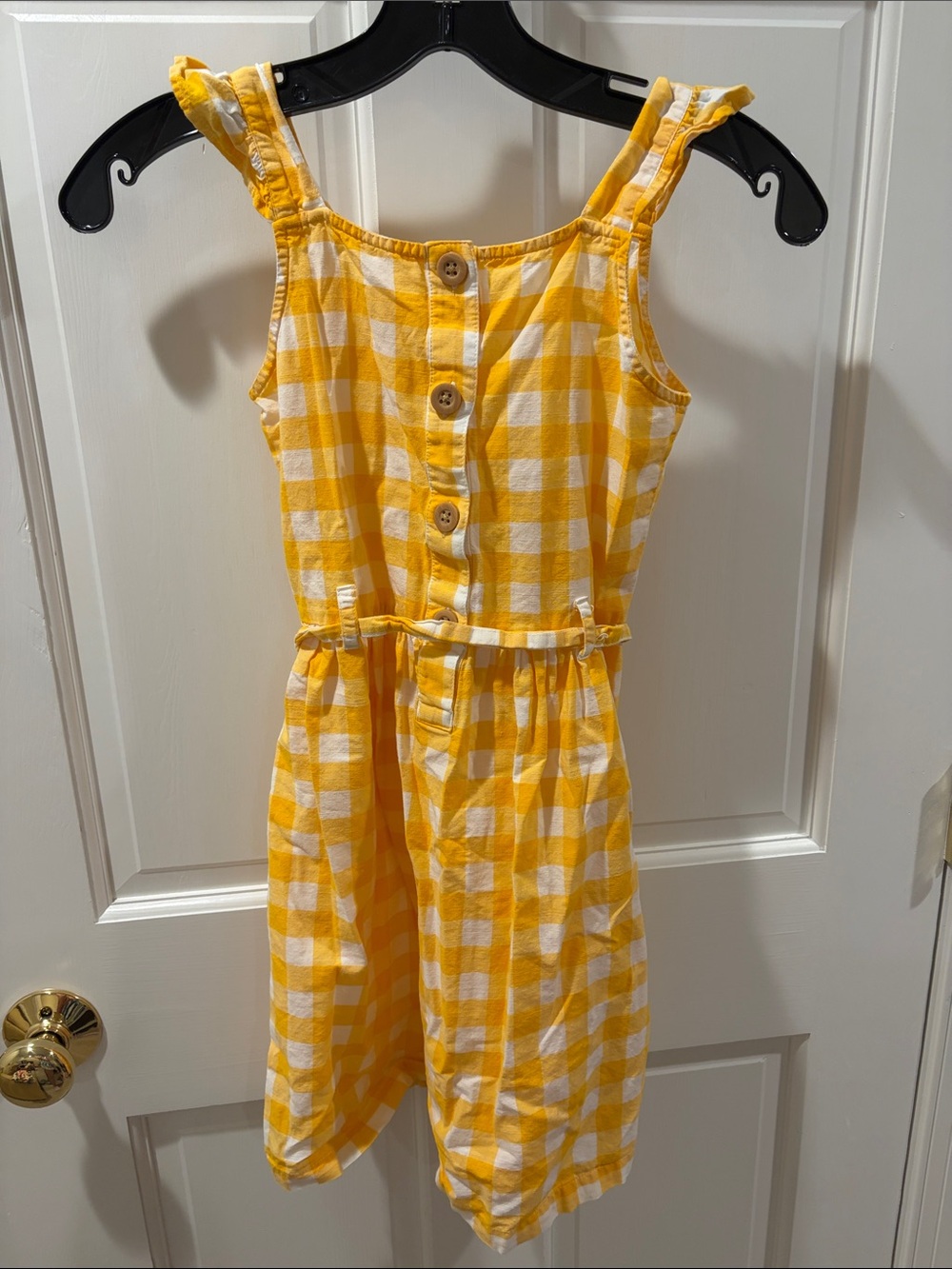 Carter's Yellow and White Gingham Button-Front Sundress with Ruffle Straps